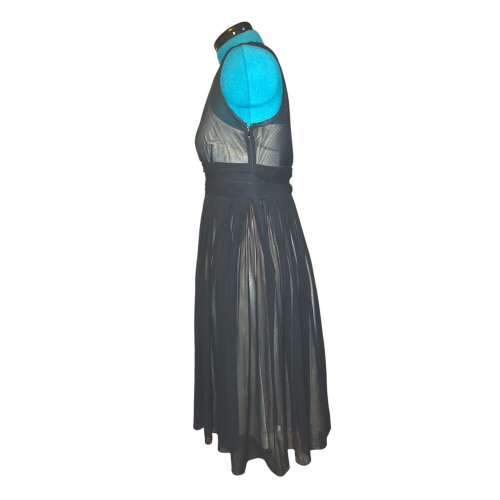 Banana Republic Size 10 Black Silk Empire A Line Dress Formal Dark Fairy - Picture 3 of 6